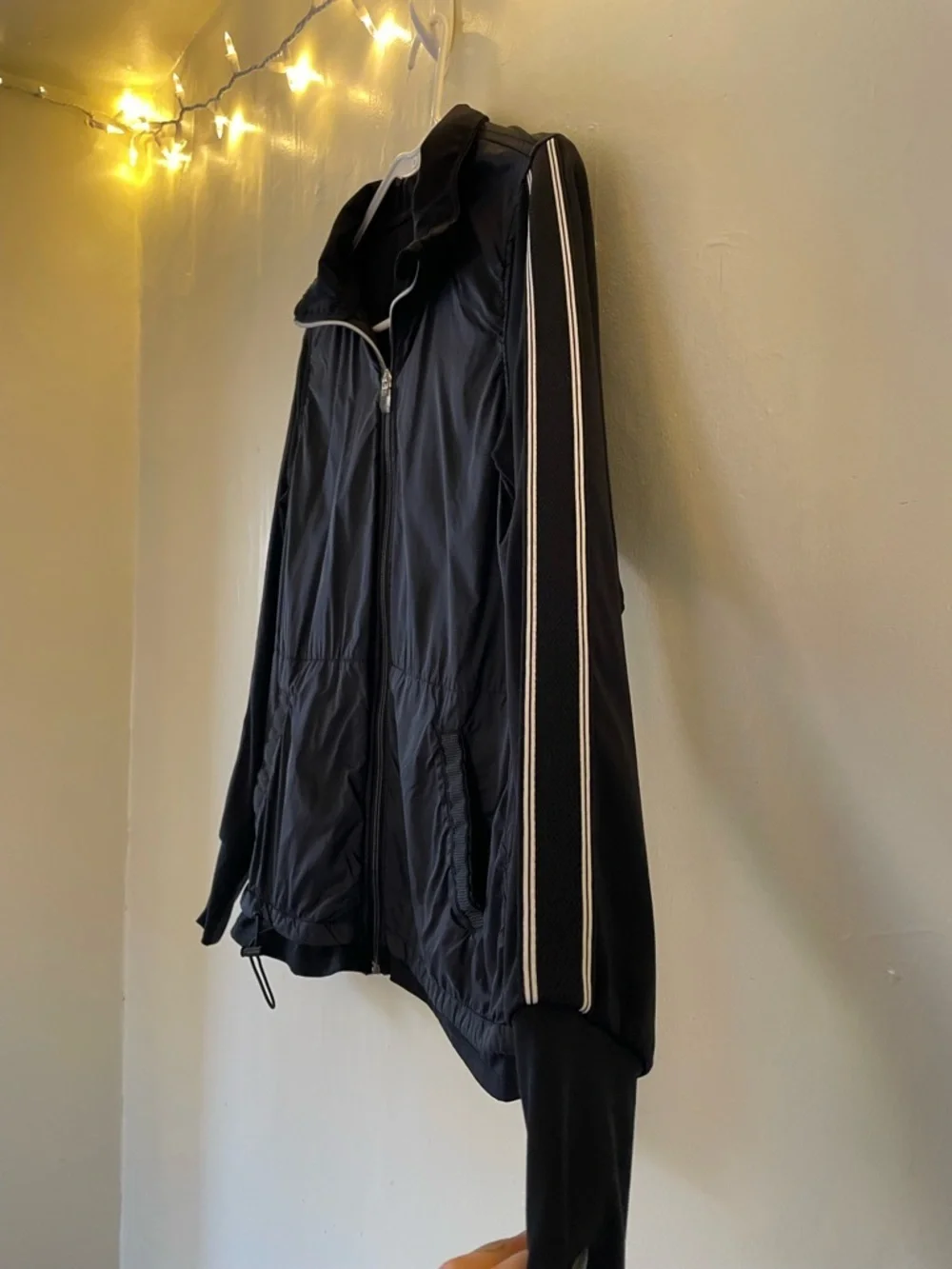 Tangerine Activewear Classic Black Track Jacket White Yoga Comfort Thumbhole Y2K - Picture 5 of 15